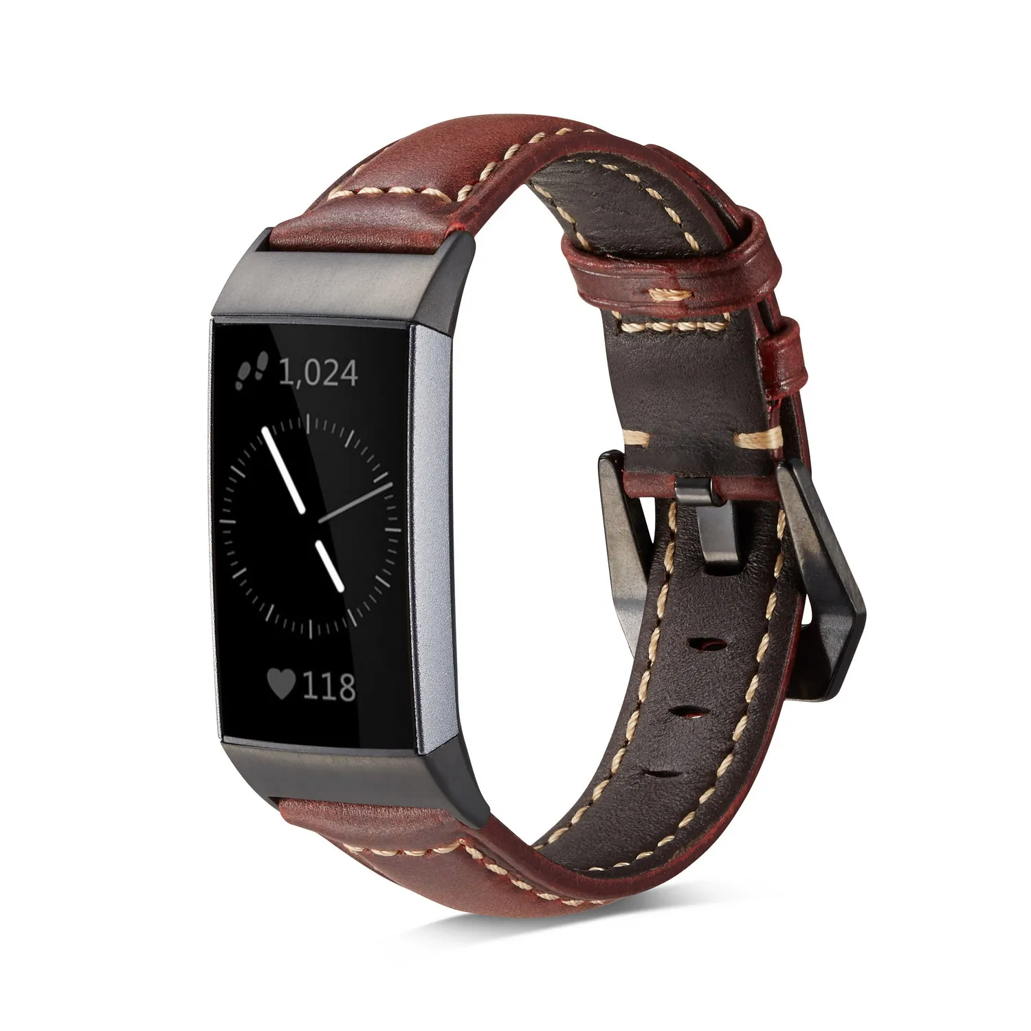 Red Brown Ретро Стиль матовый ремешок из натуральной кожи для Fitbit Charge 3 ремешок браслет для Charge 3 SE кожаный ремешок - Цвет: Red Brown