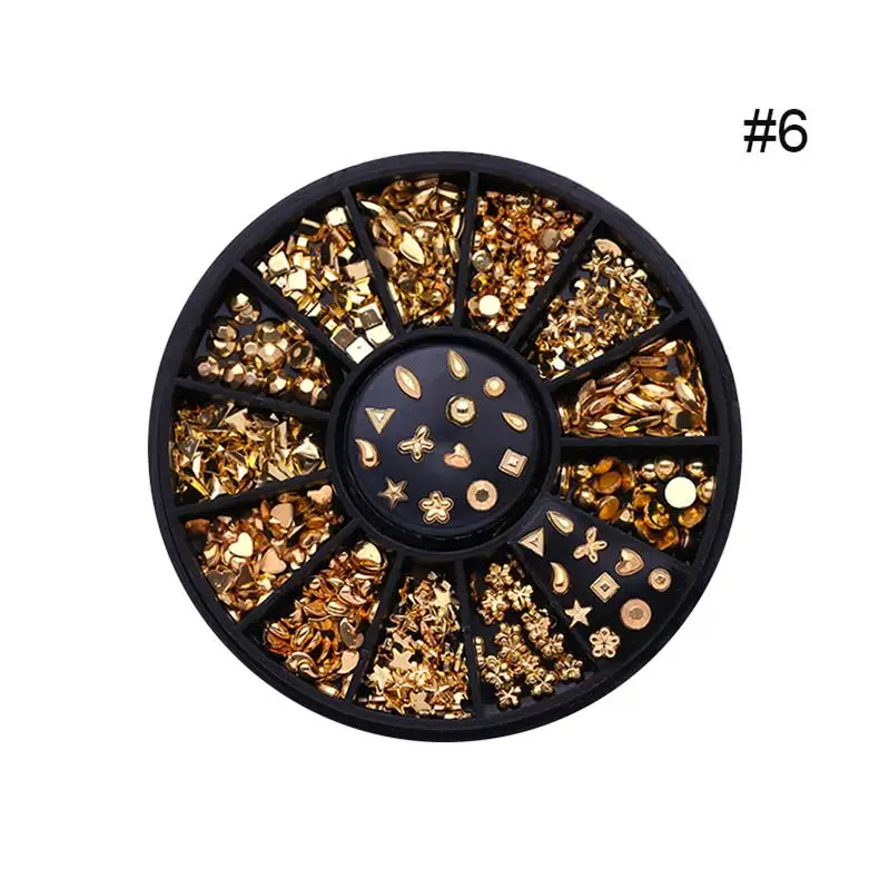 pattern-6 1 коробка, 3D металлические украшения для ногтей, золотая металлическая цепочка, бисер, линия, много размеров, змеиная кость, маникюр, дизайн ногтей, украшение в колесах - Цвет: pattern-6