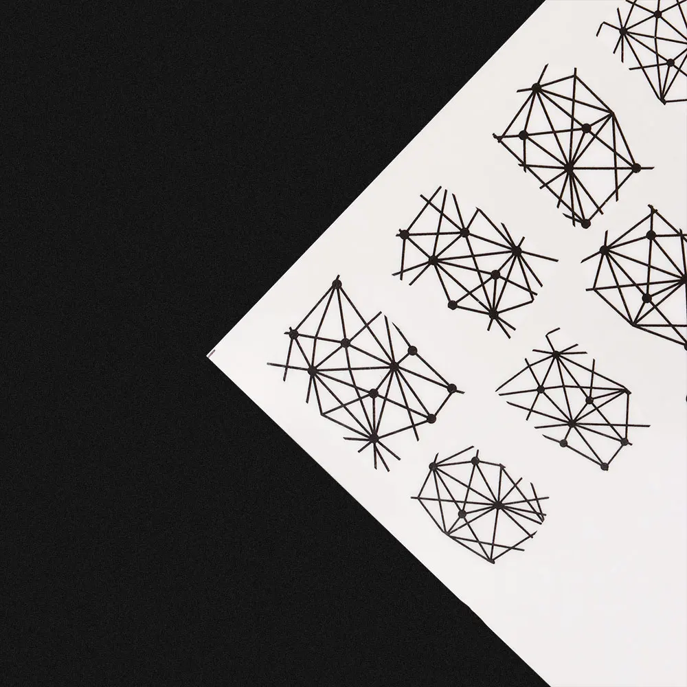 3D Наклейки для ногтей с геометрическими узорами наклейки черной леской