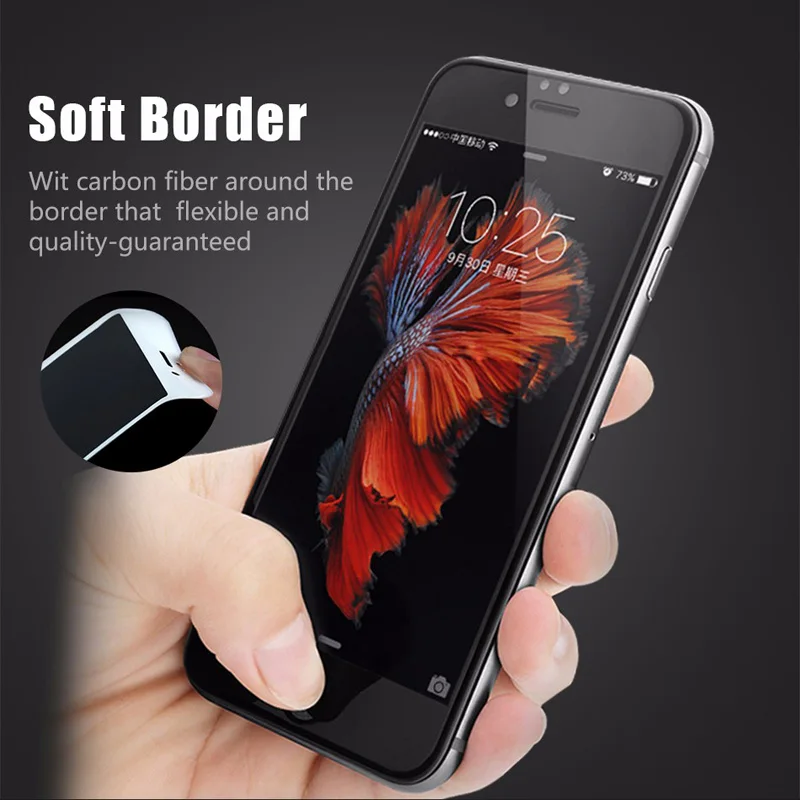 Romiky 3D изогнутый край полное покрытие Из Закаленного Стекла Для iPhone 7 6S plus Мягкая