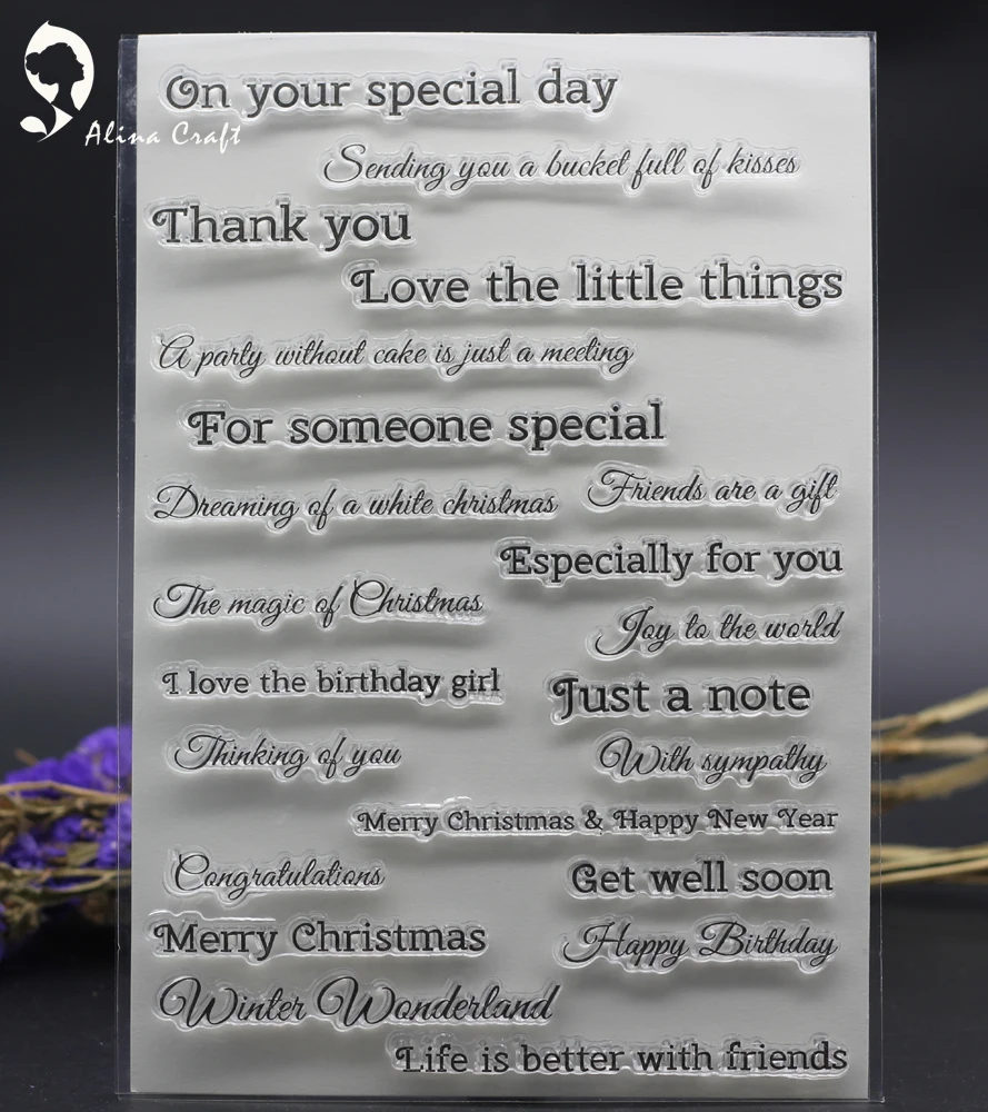 Прозрачные штампы размером 15 х21 см поздравительные буквы желаний день рождения