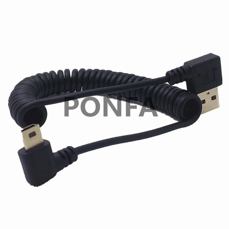40 см до 120 см 4 фута USB 2,0 мужчина к мини-usb 2,0 Мужской угол 90 градусов выдвижной кабель для зарядки данных для MP3 MP4 автомобильная камера