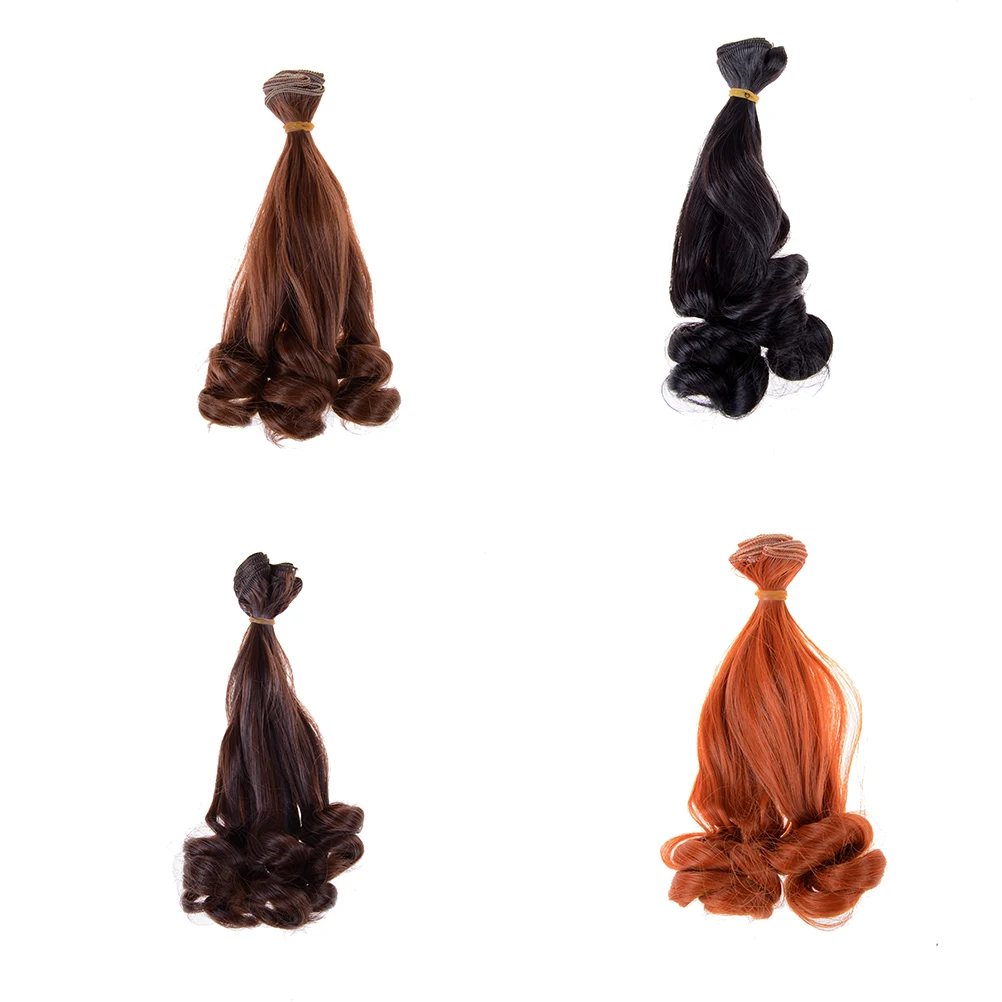 DIY 15*100 см Натуральные Цветные кудрявые парики для кукол наращивание волос