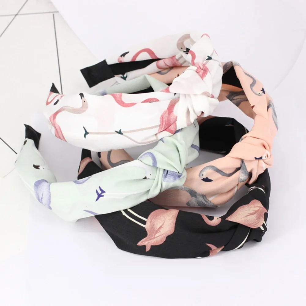 

Женская обувь в ретро стиле, шифон, фламинго тюрбан обруч для волос, огранка из эластичного материала, растягивающаяся головной обруч повяз...