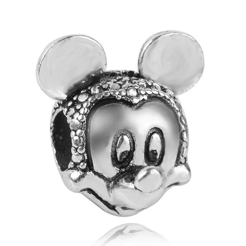 mickey Европейский Серебряный браслет в виде единорога Микки Минни Дональда Дака из бисера, очаровательный браслет Pandora, ювелирные изделия для женщин - Цвет: mickey