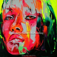 hand painted francoise nielly palette knife portrait face oil painting character figure canva wall art picture for living room49