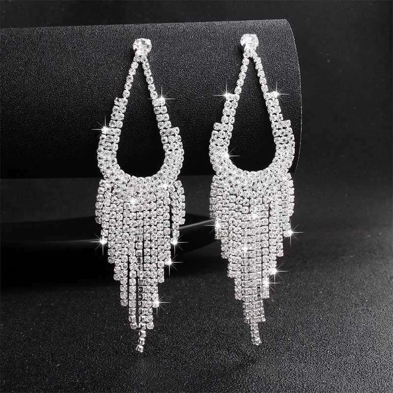 ERS-J4041-Silver Miallo, новинка, свадебные серьги с австрийскими кристаллами и кисточками, свадебные Женские Висячие серьги для невесты, подружки невесты, ювелирные изделия, подарки - Окраска металла: ERS-J4041-Silver
