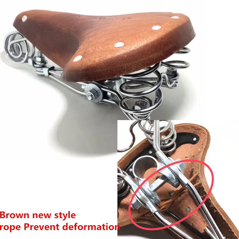 

free shippin Vintage elephant spring 100% pure leather spring saddle old style bicycle saddle genuine leather saddle TDX-5