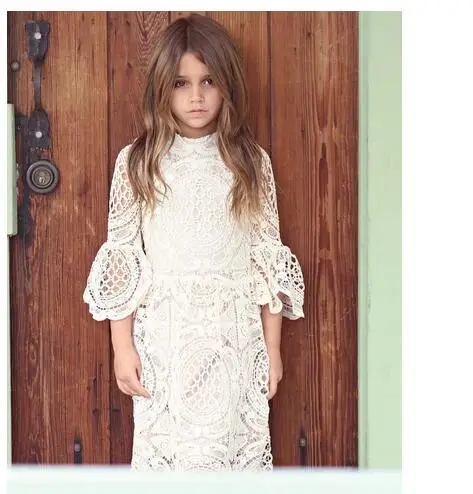Girl's Fashion Long Princess Dresses 2017 Autumn Sleeve Lace Vintage A-line Preppy Style Kids Party dress Children's Dress | Детская
