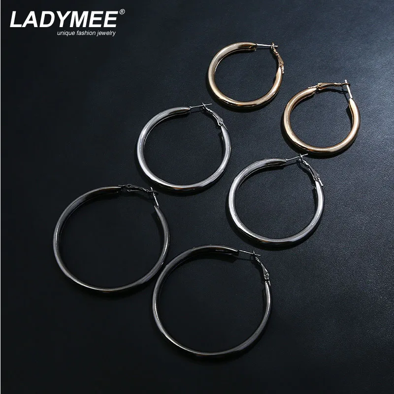 Ladymee большой круглый Серьги смешивания Цвет 3 пары/карта обруч серьги оптовая