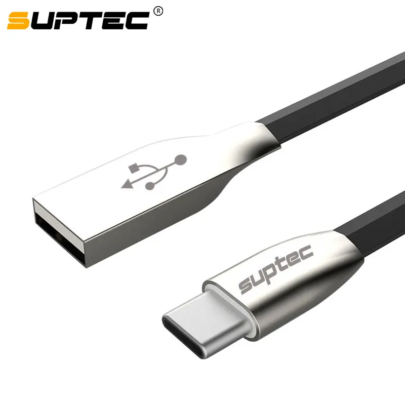 USB Type C кабель SUPTEC 2.4A для Samsung S9 S8 Note 9 2 м плоский быстрой зарядки Huawei Xiaomi Mi 8