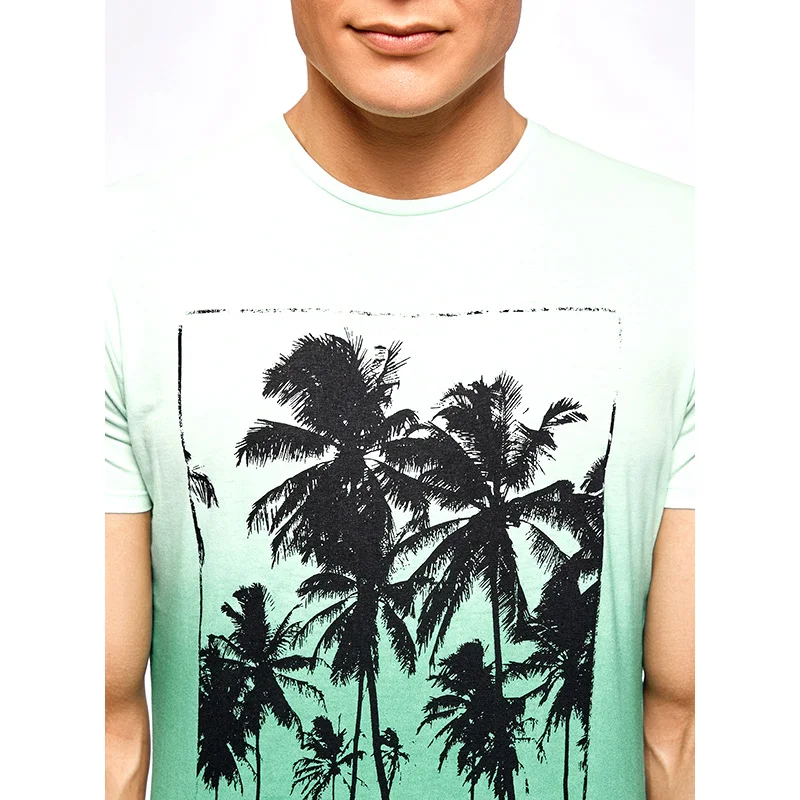 oodji Футболка хлопковая с принтом &quotпальмы&quot мужская 5L611366M 39485N|t-shirt|male t-shirtoodji |