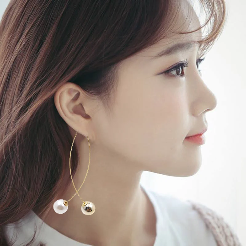 Cross Pearl Earrings Tide Fashion Creative Dangler Long Simple Elegant Female Wedding Jewelry Eardrop Gift | Украшения и