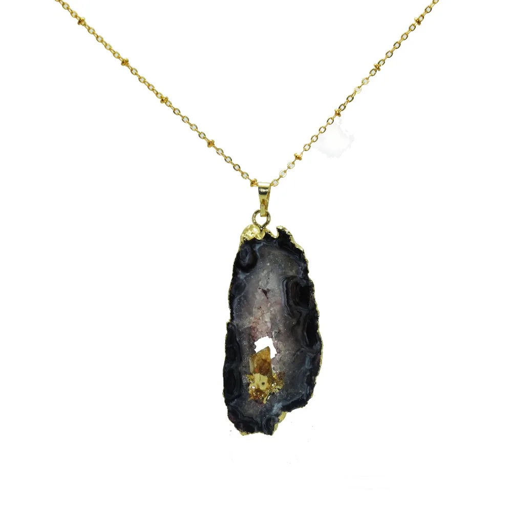 Синий неровный мраморный натуральный slab geode druzy коннектор ожерелье случайный