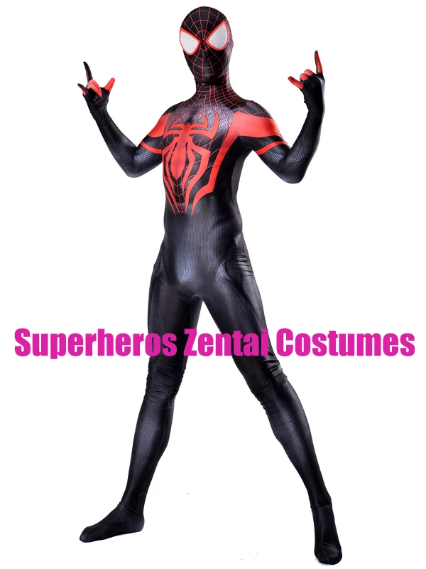 Костюм Человека паука Ultimate Miles Morales 3D принт спандекс лайкра полный корпус зентай