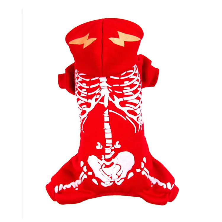 New pet noctilucan skulls autumn and winter clothing Pet dog cat clothes hoodie Dog Christmas Halloween dinosaur change suit | Дом и сад
