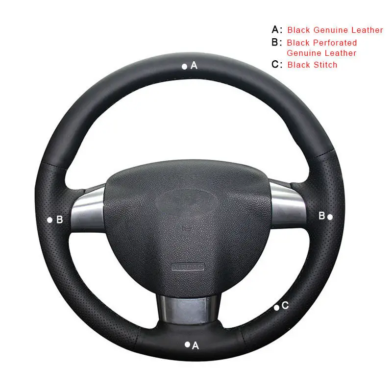 Genuine Leather Автомобильная Оплетка на Руль Обложка для Ford Focus 2 2005-2011(3-спица) салона авто-Стайлинг Авто Чехлы для рулевого колеса кожа - Название цвета: Genuine Leather
