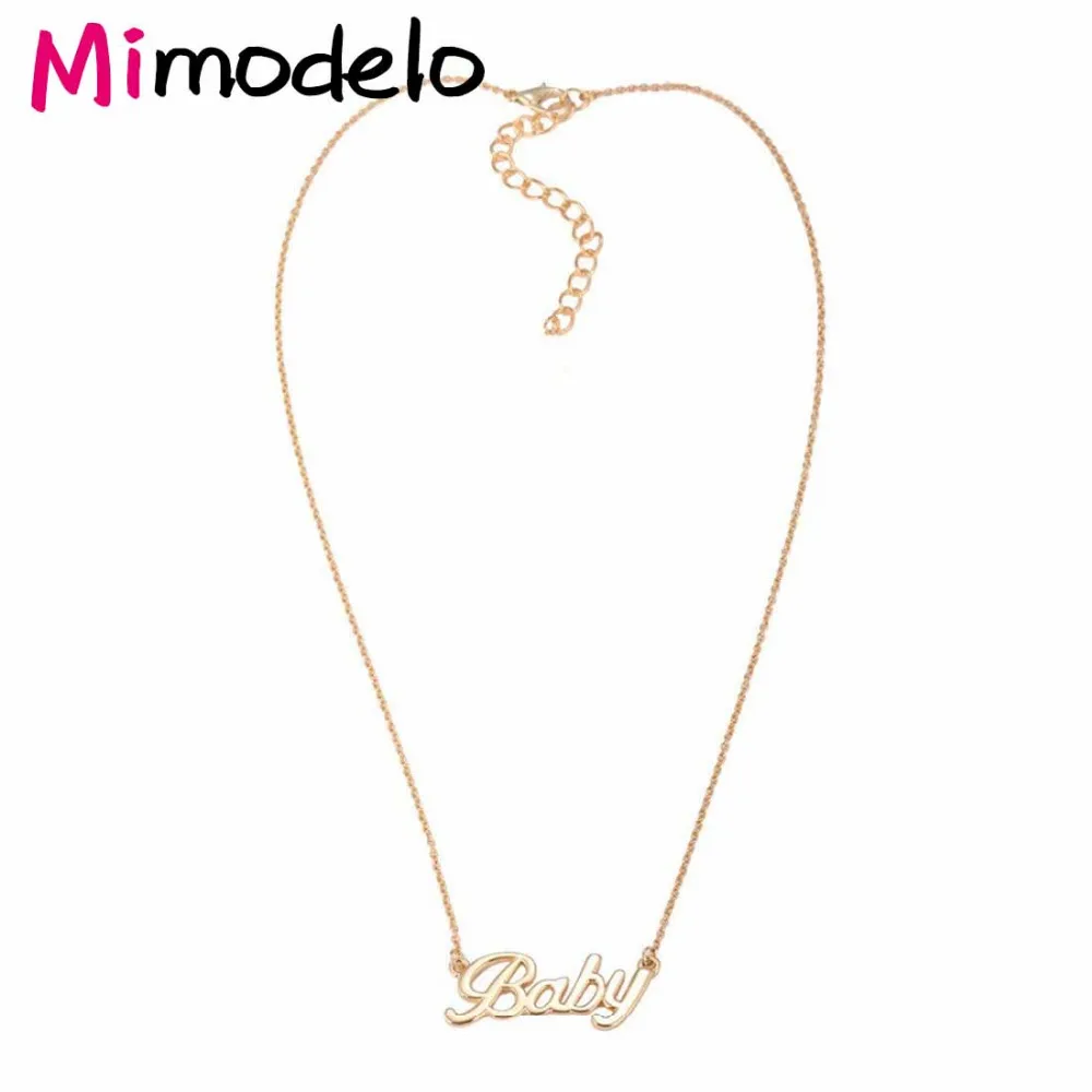 Модное крошечное золотое ожерелье mimodel с золотыми буквами ожерелья подвесками