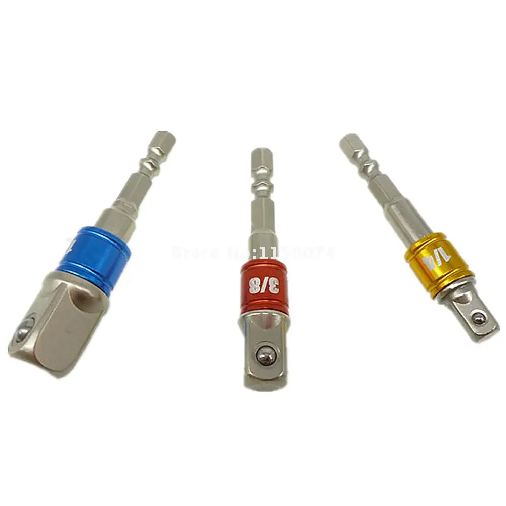 3x Socket Bit Adapter Adaptor Drill Nut Driver Power Extension Bar Set Impact Driver/drill 1/4" 3/8" 1/2" With Fixed Collar Ring |
