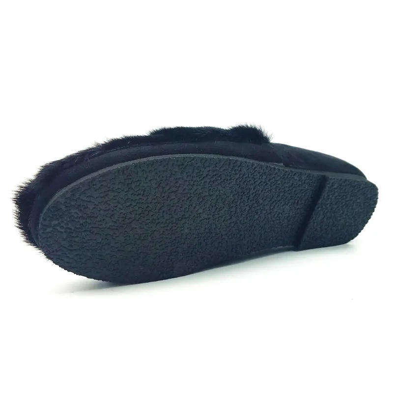 Модные Туфли Новинка осени Для женщин Moccasin gommino с Мех ЖИВОТНЫХ Зимние флисовые