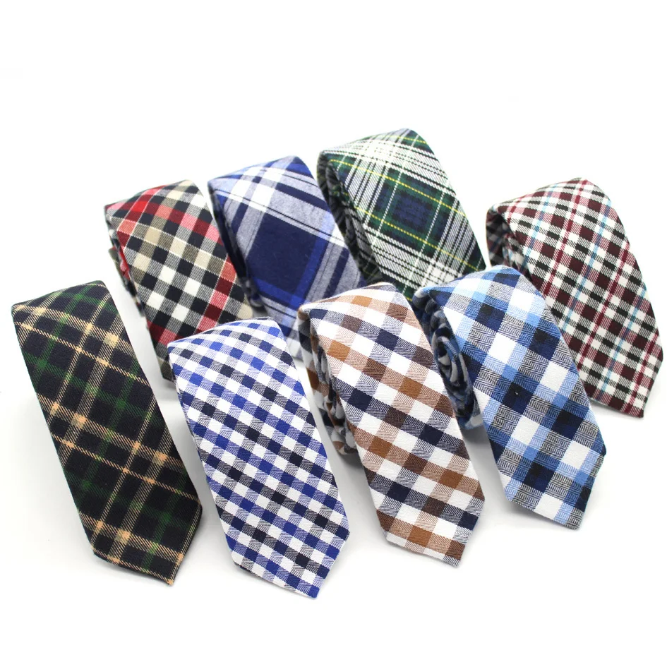 Мужской Хлопковый галстук в клетку обтягивающие галстуки Ретро хлопок узкий