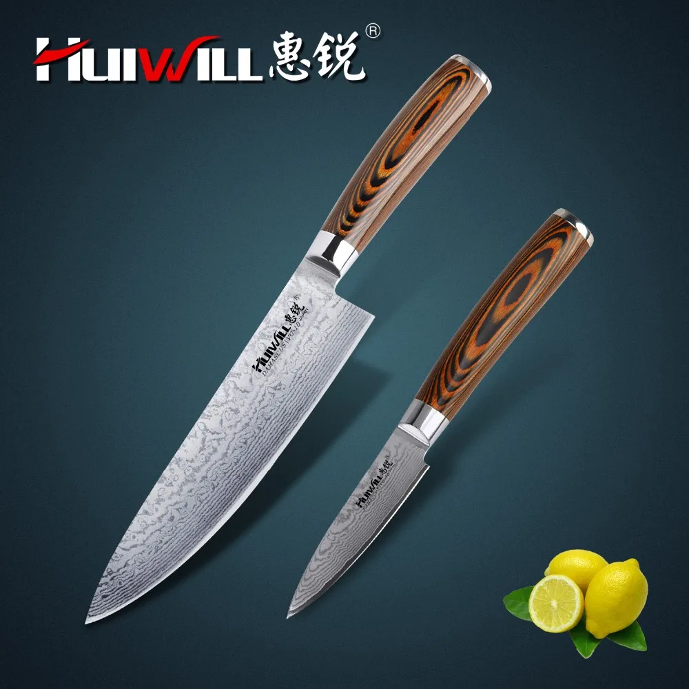Бренд HUIWILL VG10 дамасский кухонный нож из нержавеющей стали шеф-повара для очистки