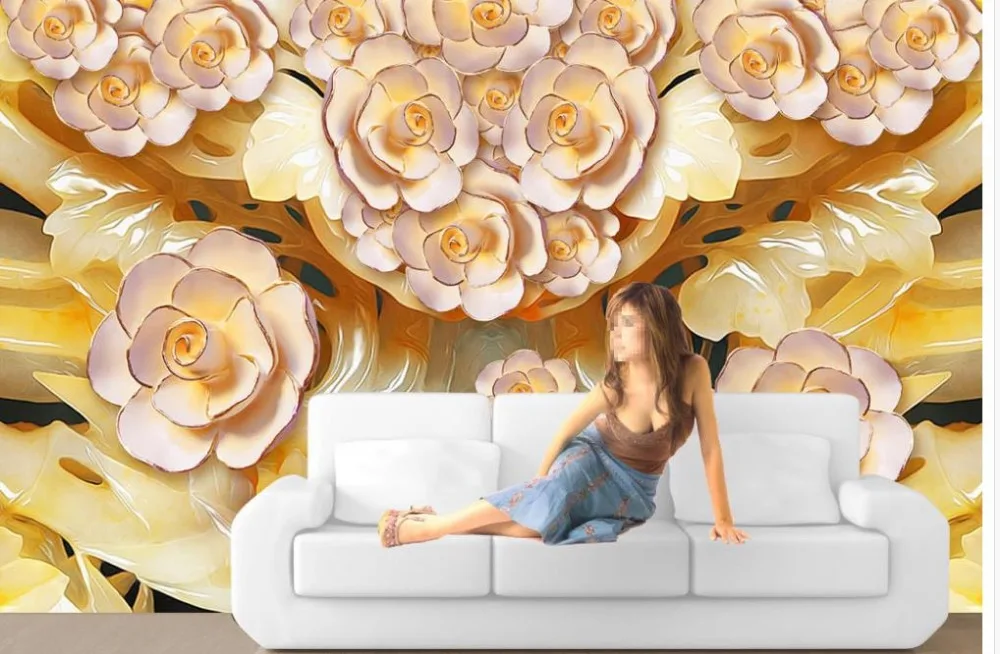 Домашний декор классические обои для стен цветок нефрит резьба фото живые 3d |