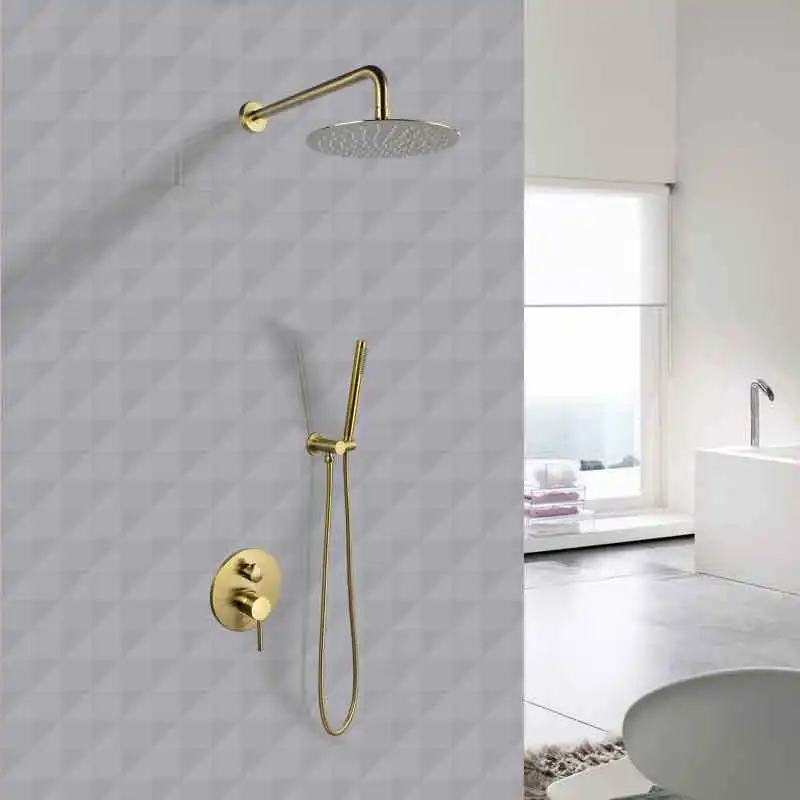 Роскошный латунный золотистый смеситель для ванной комнаты с щеткой потолочный