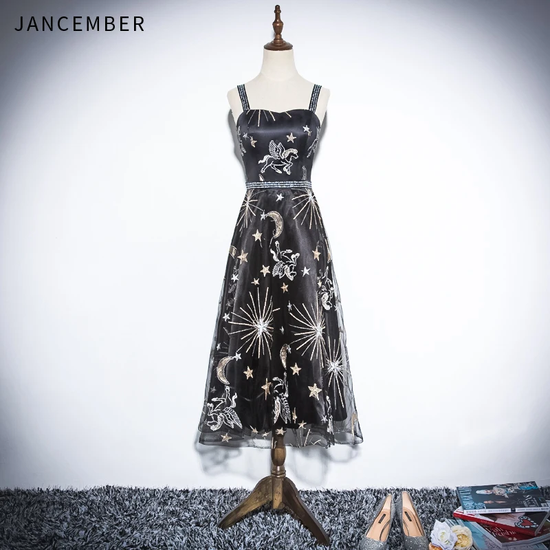 JANCEMBER 2019 Новейшие легкие Роскошные вечерние платья на бретельках платье с