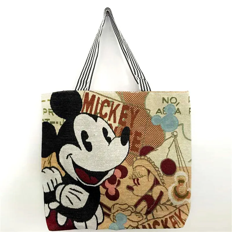 Disney Mickey Mouse Cartoon Большая вместительная Холщовая Сумка через плечо женская сумка