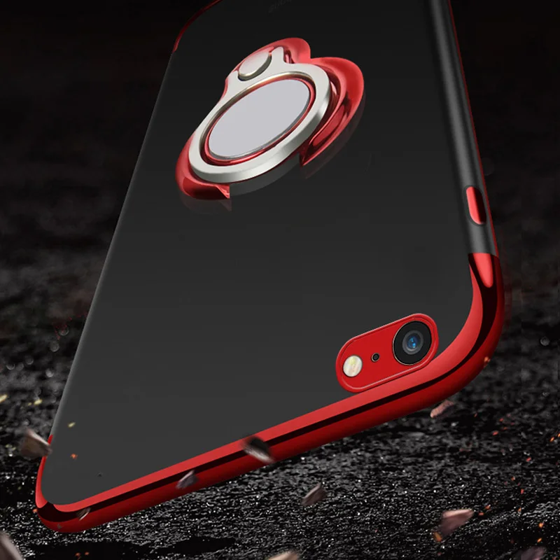 Кольцевой держатель чехол для iPhone 7 6s 8 plus TPU силиконовый прозрачный мягкий x xs max xR