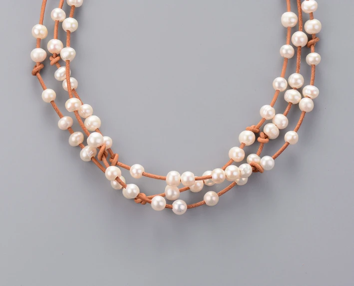 Pearls Choker Freshwater Pearl Natural Leather 3 Layers Collar Necklace Women Jewelry Gift | Украшения и аксессуары