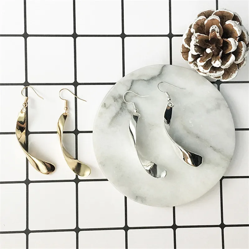 Минималистский модный дизайн металлические спиральные волнистые изогнутые