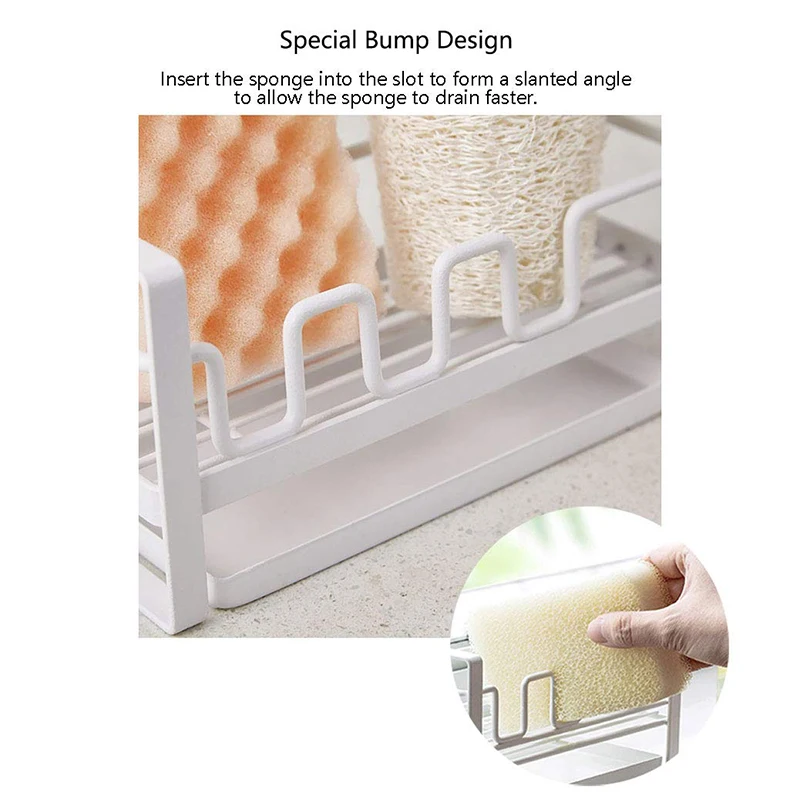 Металлическая полка для слива губки с подносом бассейна кухонная раковина