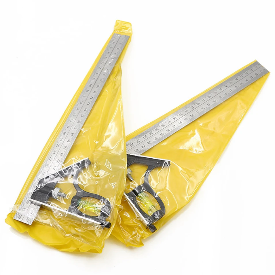 

300mm(12'') Right Angle Ruler Adjustable Engineer Combination Try Square Set Horizontal Ruler Angle for Woodworking Tools
