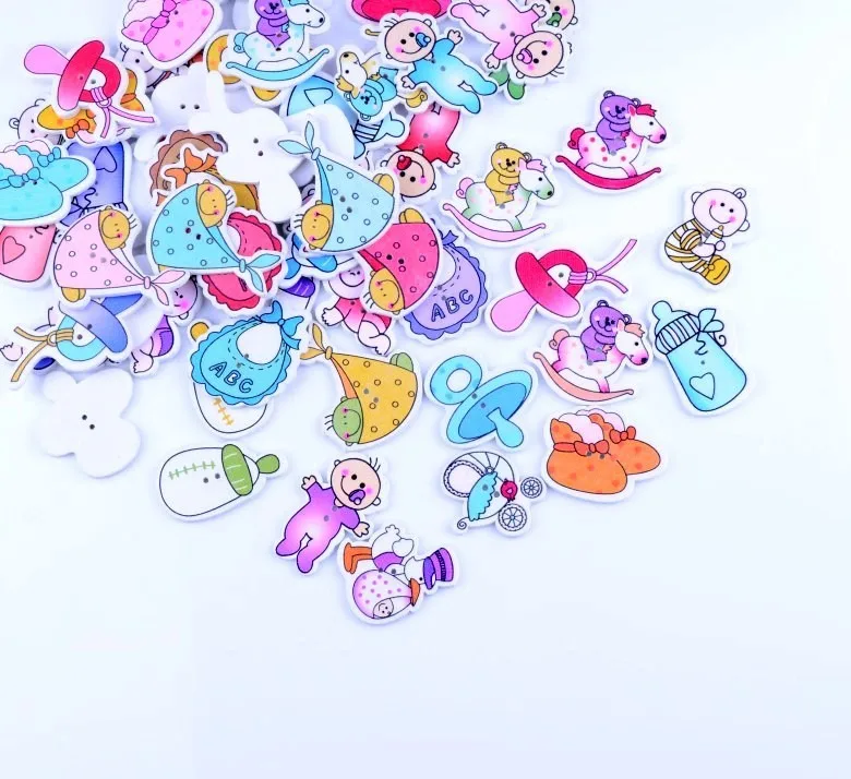 65 шт. деревянные пуговицы с двумя отверстиями | Дом и сад