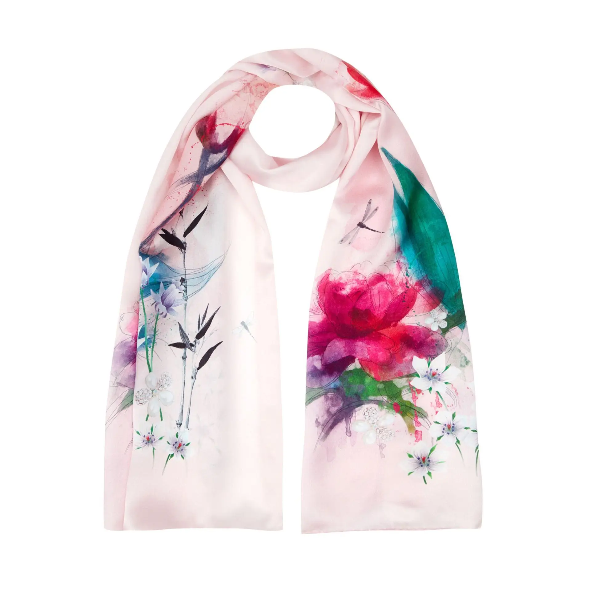 Длинный женский шелковый шарф DANKEYISI Женская шаль модная пляжная из чистого шелка