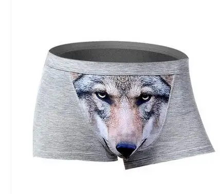 Хлопок волк underwear боксер мультфильм 3d трусы пениса чехол мужской трусы sheer мужские трусы смешные трусы бренд - Цвет: grey1 boxers