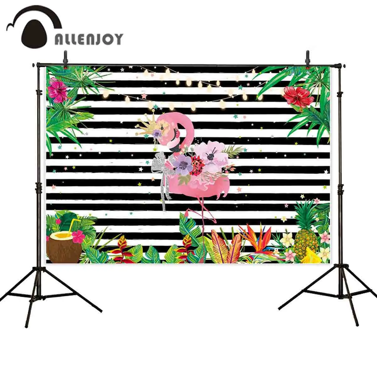 Фон для фотосъемки Allenjoy пальмовый лист фламинго корона черные полосы реквизит на