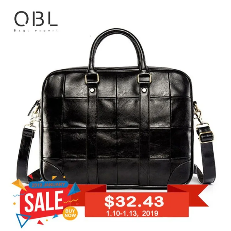 QiBOLu Men Business Handbags Briefcase Bag Male High Quality Dress Shoulder For Men's Solid Leather Laptop Bags | Багаж и сумки