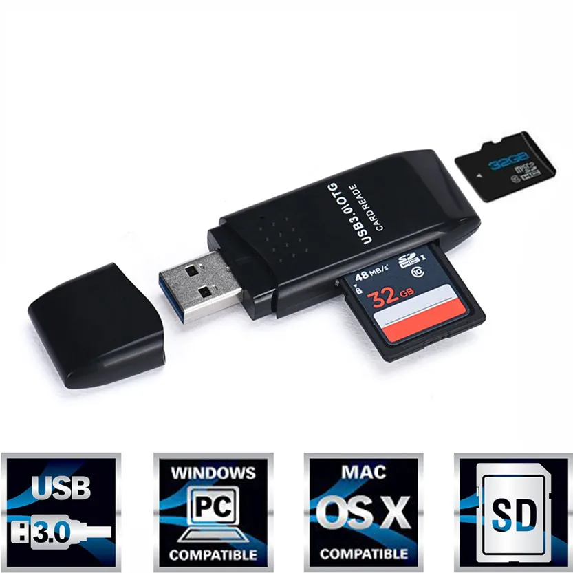 Binmer хороший черный Мини 5 Гбит/с супер скорость USB 3 0 Micro SD/SDXC TF кардридер адаптер