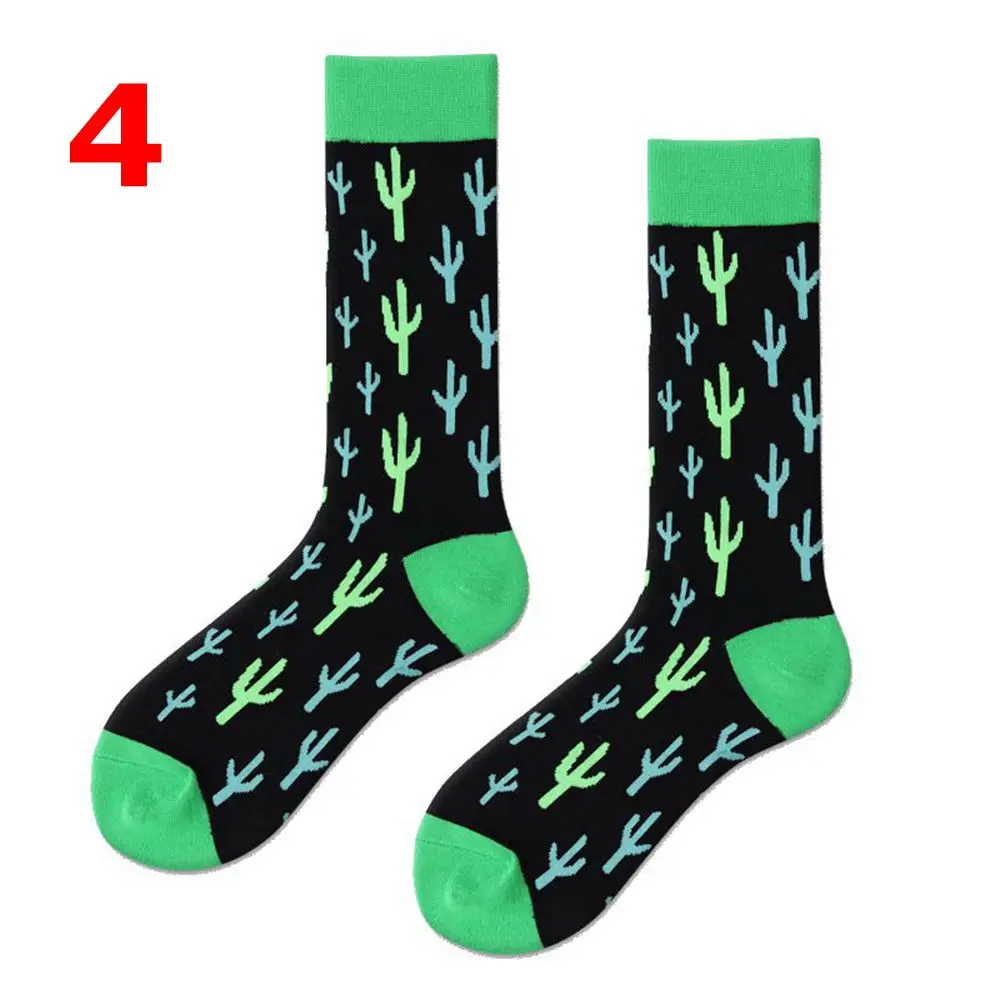 4 socks Персонализированные Зимние носки для женщин и мужчин, хип-хоп, уличные, для катания на скейтборде, забавные чулочно-носочные изделия, хлопок, мягкие Мультяшные фруктовые носки С КАКТУСОМ - Цвет: 4 socks