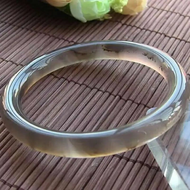 Натуральный серый лед Jadeite гладкий браслет женский 64 мм|women bangles|bangles womenice jadeite |