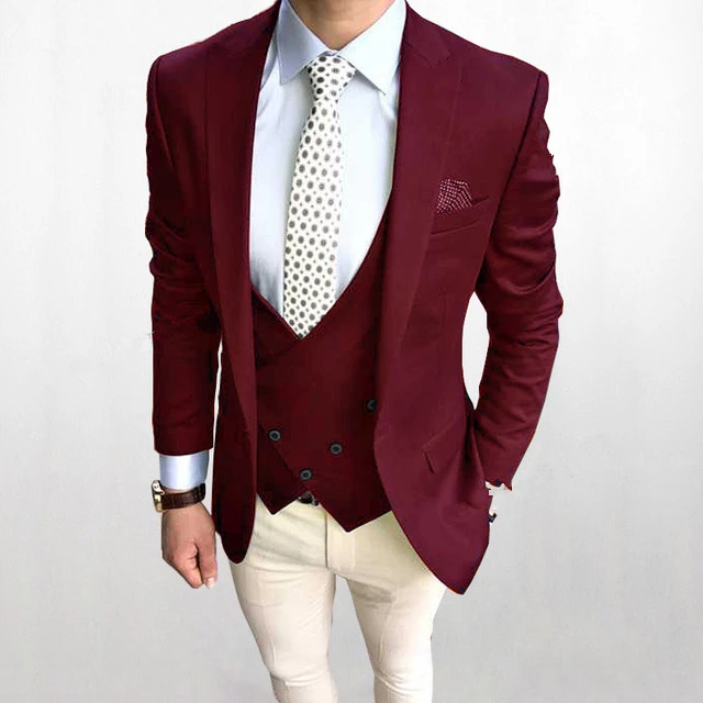 

New Arrival One Button Groomsmen Peak Lapel Groom Tuxedos Men Suits Wedding/Prom Best Man Blazer ( Jacket+Pants+Vest+Tie)A96