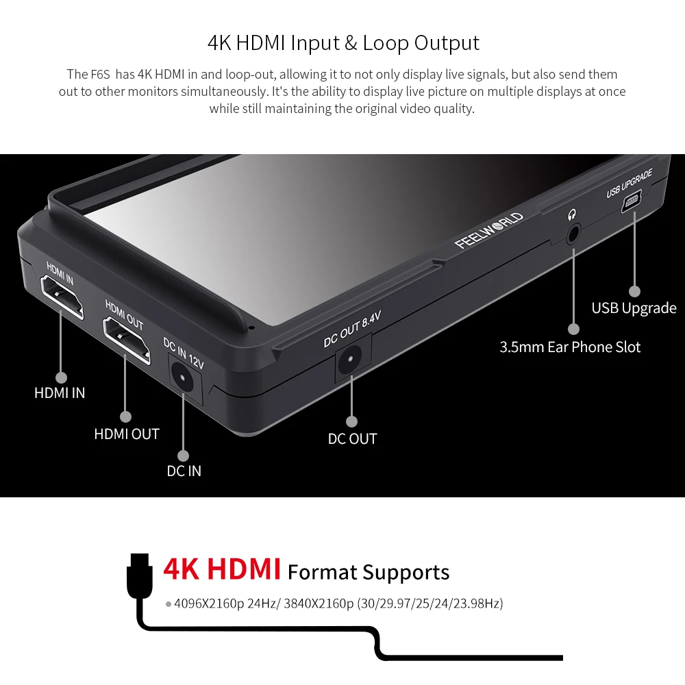 Feelworld F6S " 4 к HDMI 1080 P видео мониторы для Zhiyun вебилл Ронин S Gimbal DSLR MOZA Air камера стабилизатор vs мастер MA5