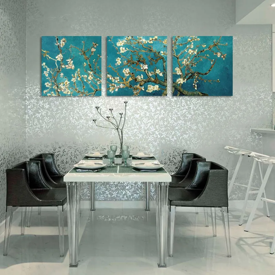 3 предмета стены искусства Ван Гог цветущие миндальное дерево холст Картина на