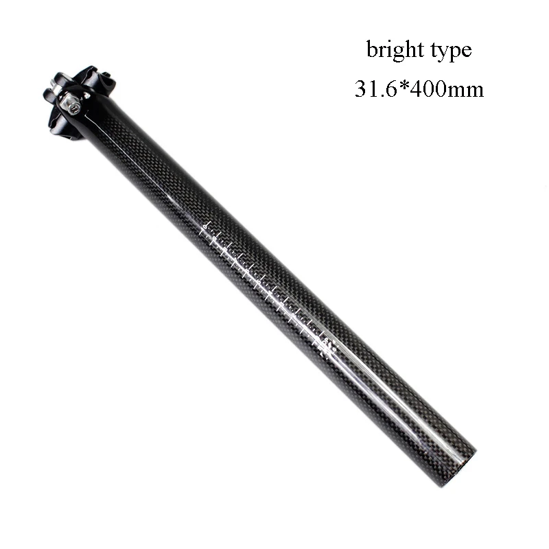 31.8mm bright type Сверхлегкий углерода подседельный штырь велосипед Запчасти 400 мм длиной tige de Сель велосипедная камера MTB стойка для сидения Подседельный штырь из углеродистой стали 27,2/30,8/31,6 мм - Цвет: 31.8mm bright type