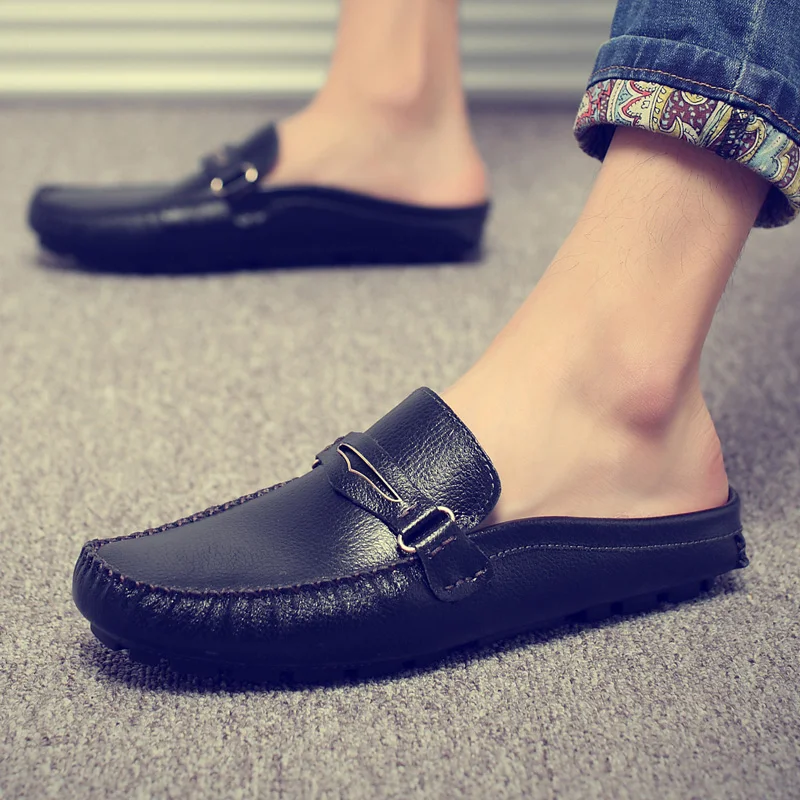 

2020 Summer Fashion Men Shoes Sandals Genuine Leather Casual Shoes Flats Half-Slippers Breathable Men Flip Flop Sandalias Hombre