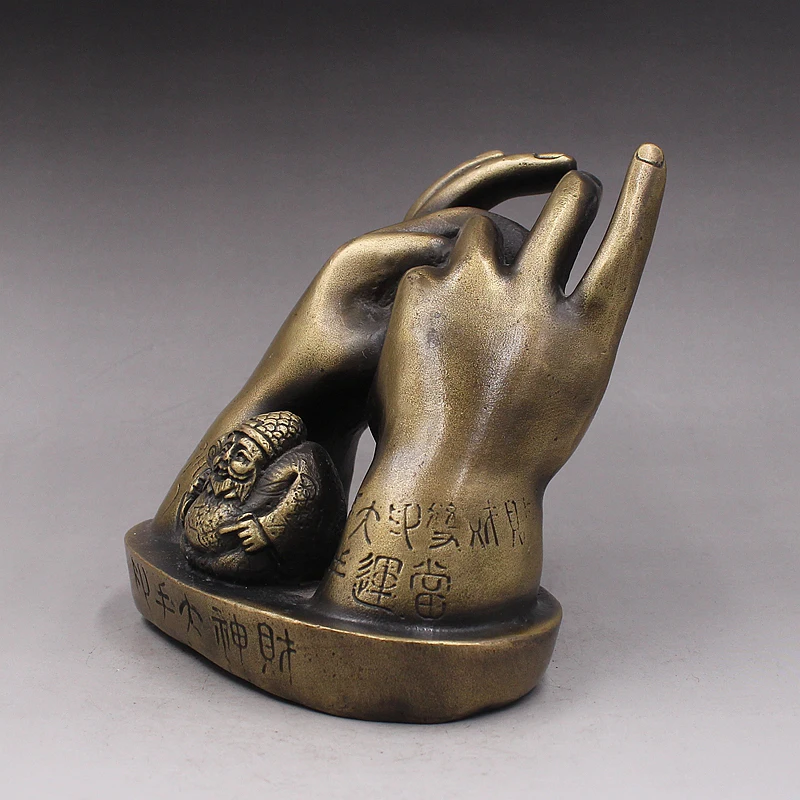 Античная латунная рука ручная печать Божия богатства. Бесплатная доставка | Дом и