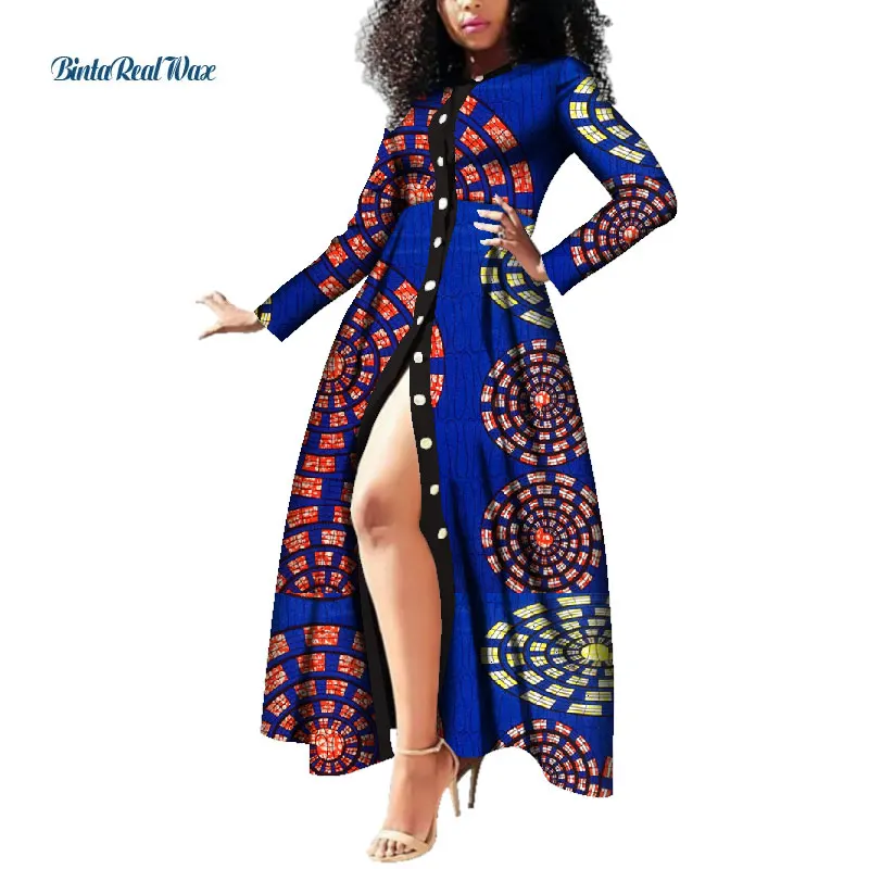 Африканские платья для женщин с восковым принтом, длинные платья Vestido Bazin Riche Dashiki, женская одежда в африканском стиле WY3785